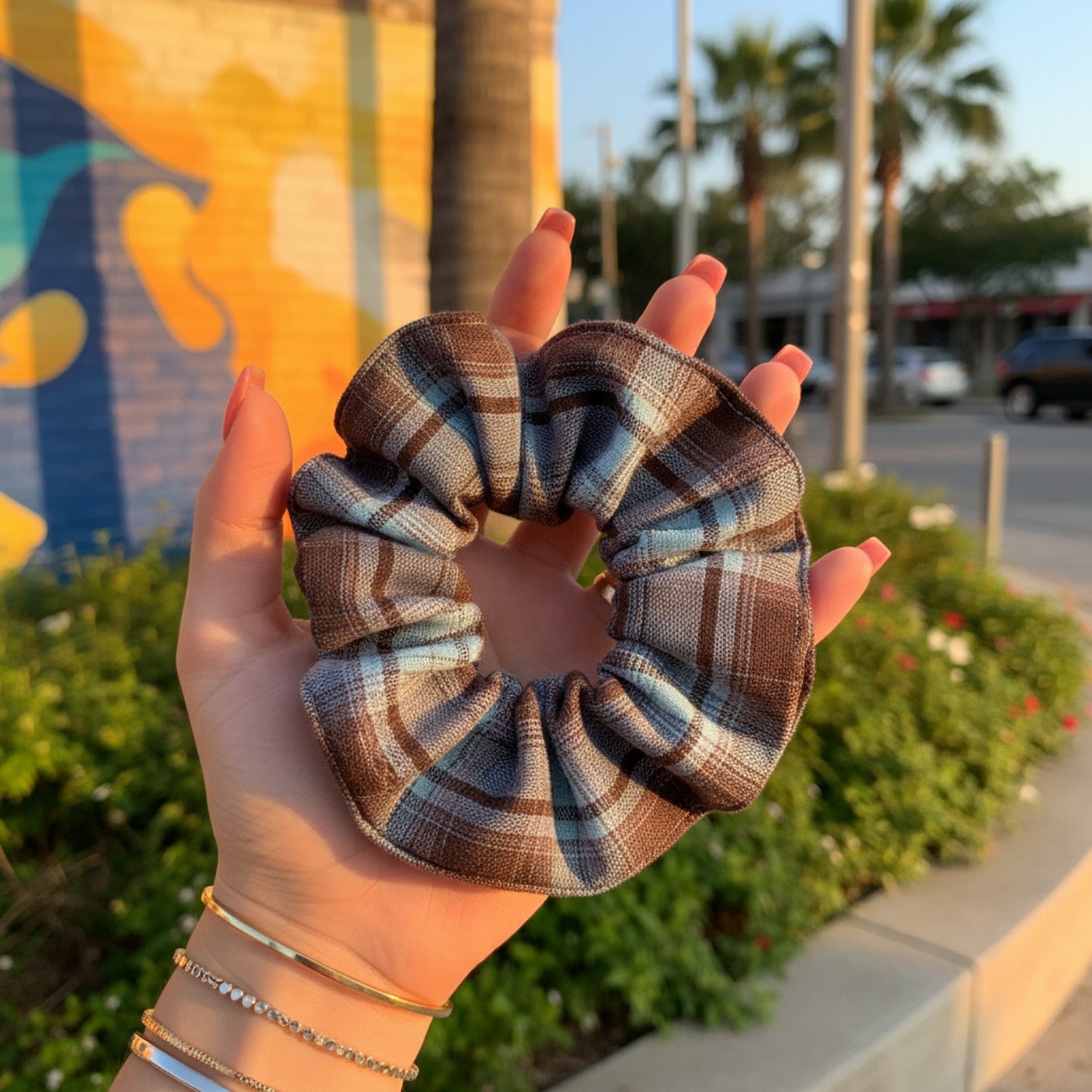 Plaid Hair Claw Clip Scrunchie
