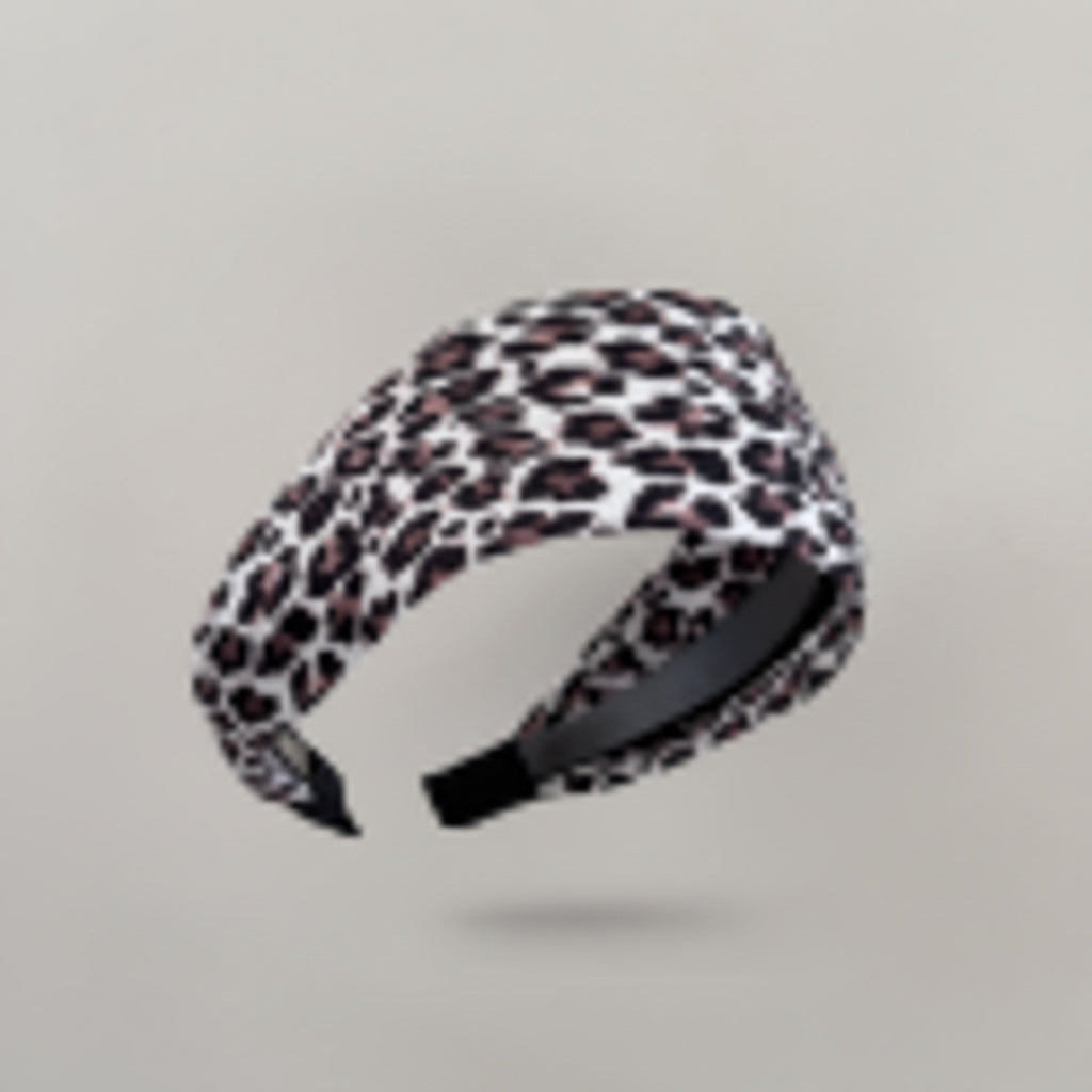 Leopard Print Padded Headband Black
