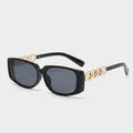 Black Square Sunglasses With Gold Chain Detail