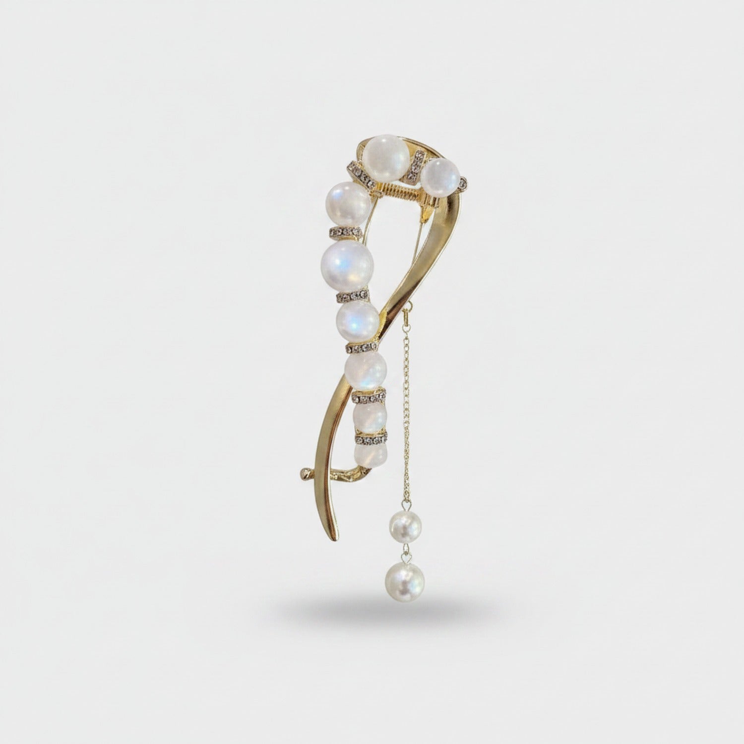 Pearl Beaded Gold Hair Claw Clip Chain