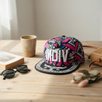 Neon Geometric Snapback Cap With Embroidered Logo