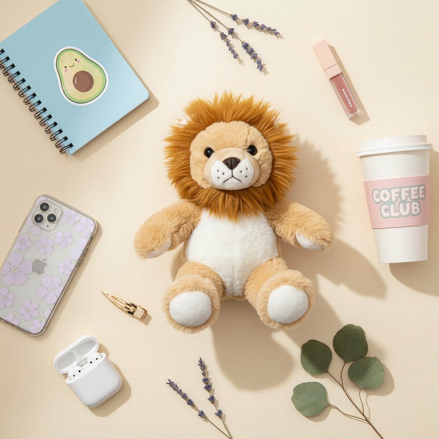 Adorable Tan Lion Plush Toy With Mane
