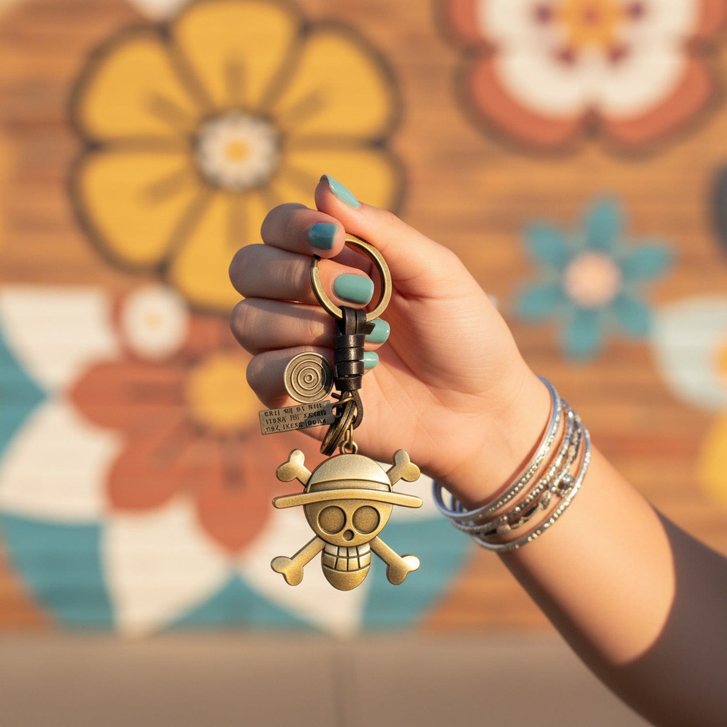 Skull And Crossbones Gold Metal Keychain Charm