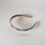 Plaid Twisted Headband With Navy And Pink Stripes