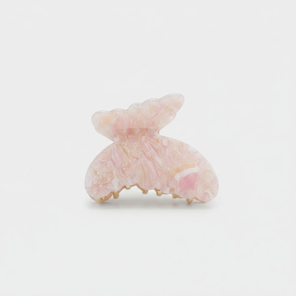 Pink Marbled Butterfly Hair Claw Clip