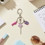 Acrylic Keyring Set With Pink Charm Charms