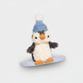Penguin Plush Toy With Blue Pom Pom Beanie