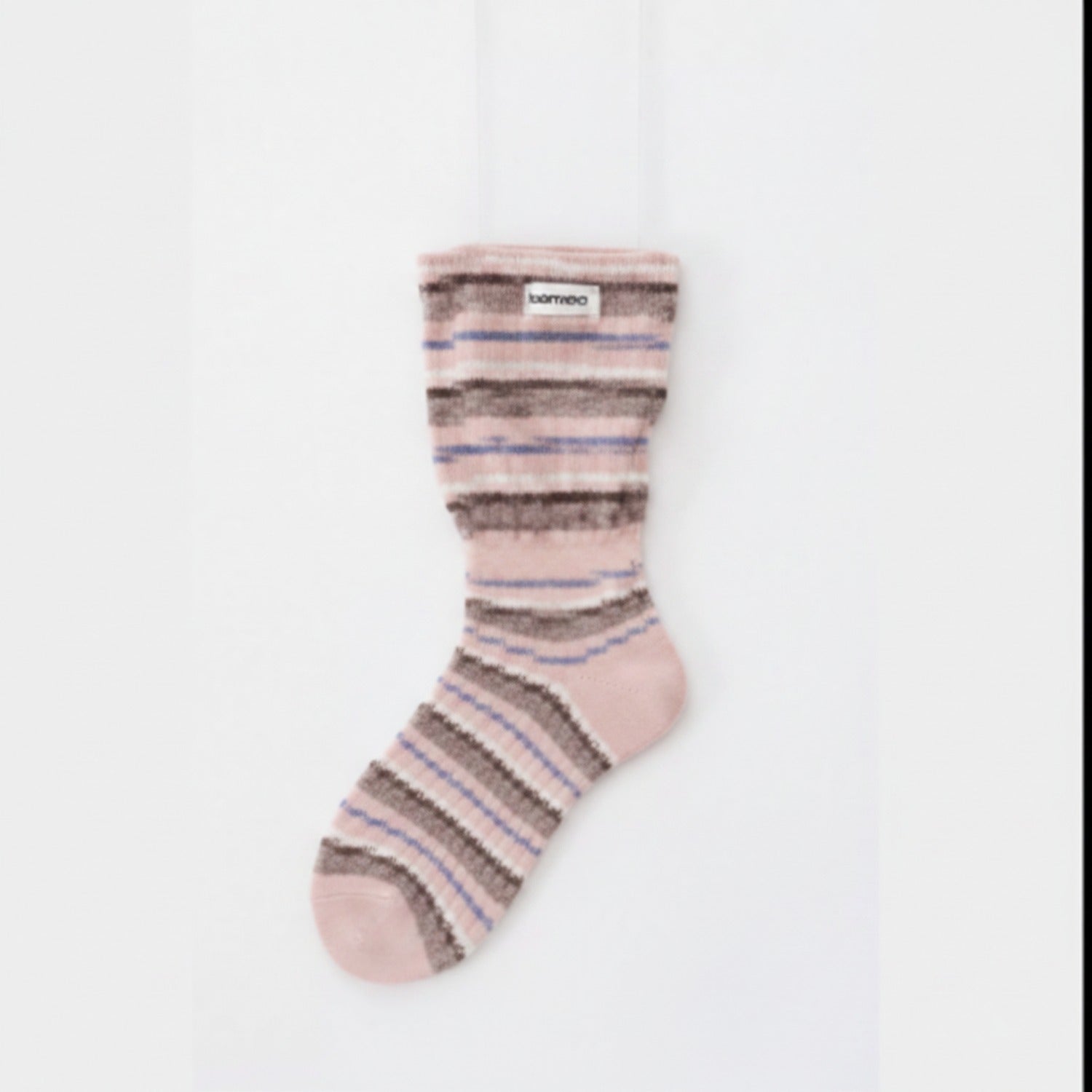 Striped Gray Knit Crew Socks