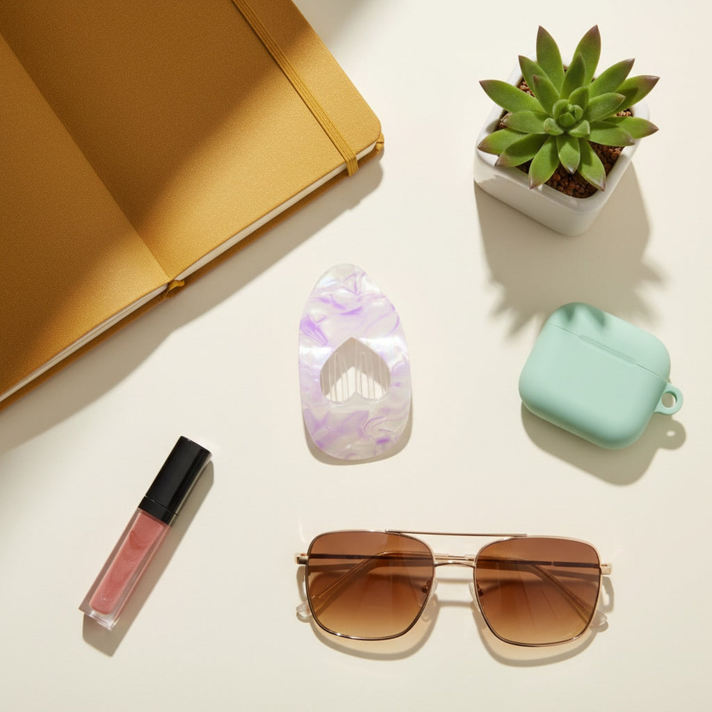 Opalescent Heart Cutout Hair Claw Clip