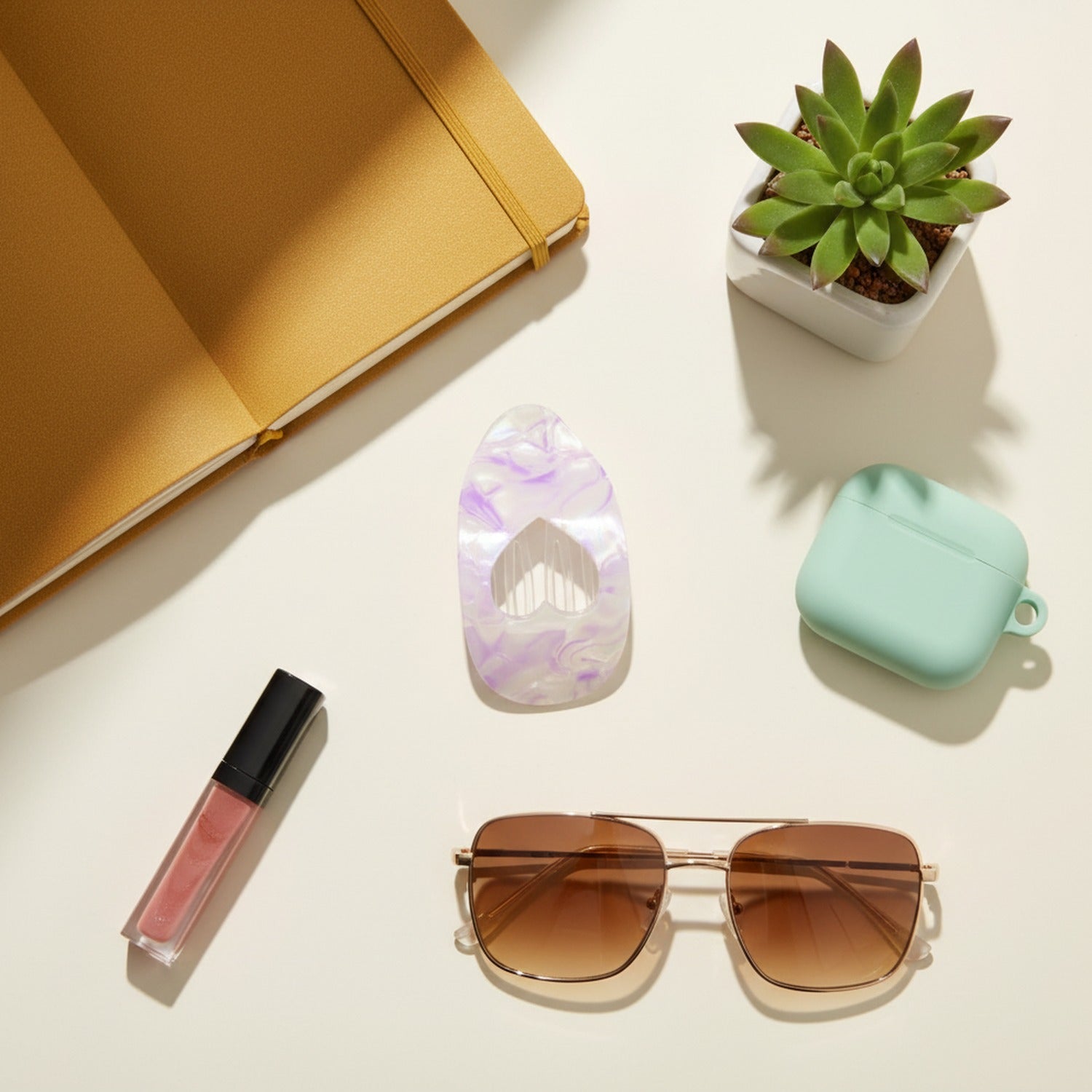 Opalescent Heart Cutout Hair Claw Clip
