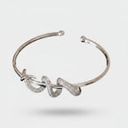 Silver Rhinestone Twisted Open Cuff Bracelet
