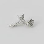 Silver Rose Flower Hair Claw Clip