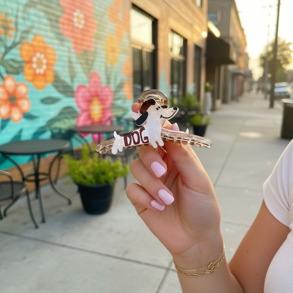 Dog Astronaut Acrylic Hair Claw Clip