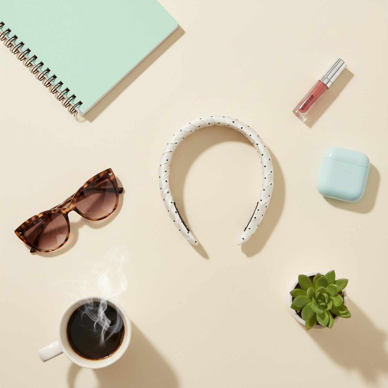 White Polka Dot Padded Headband
