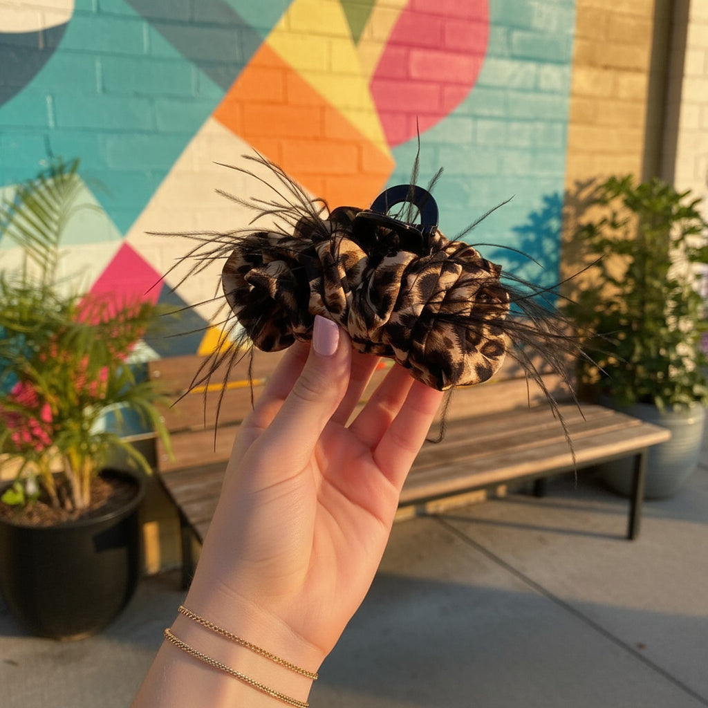 Brown Tortoiseshell Flower Hair Claw Clip