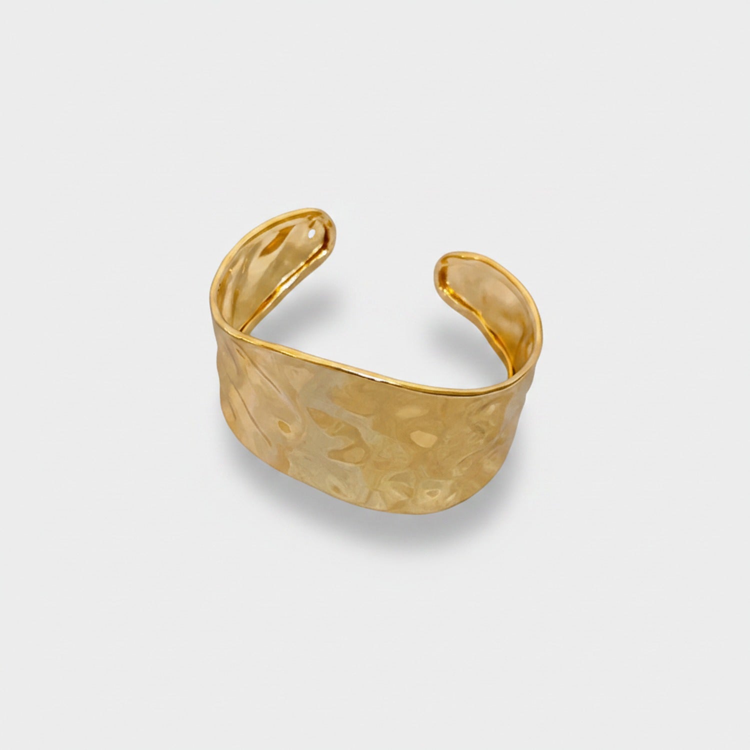 Gold Textured Cuff Bracelet Wide Band