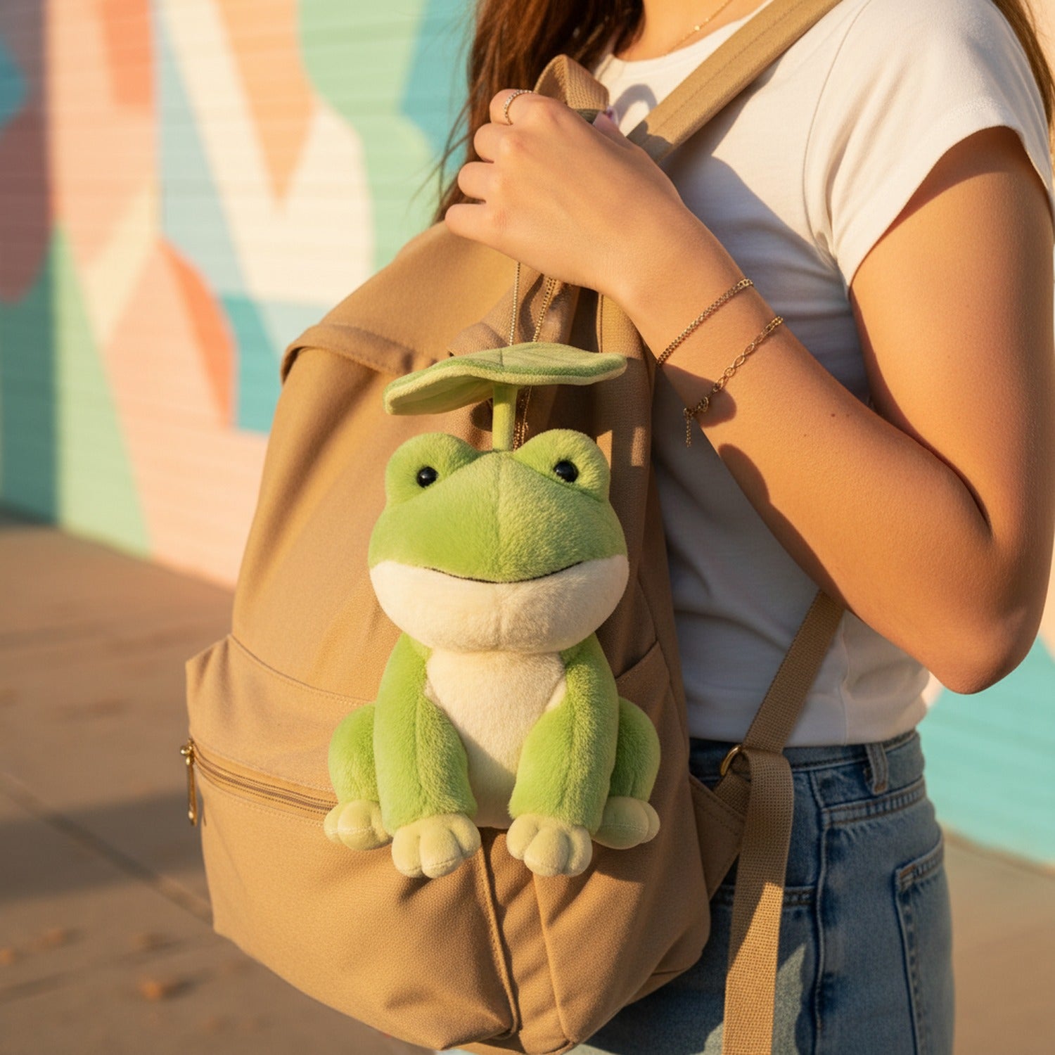 Adorable Green Frog Plush Toy With Lily Pad