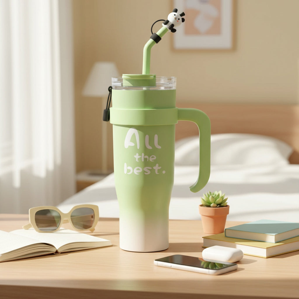 Lime Green Tumbler With Cute Mouse Charm