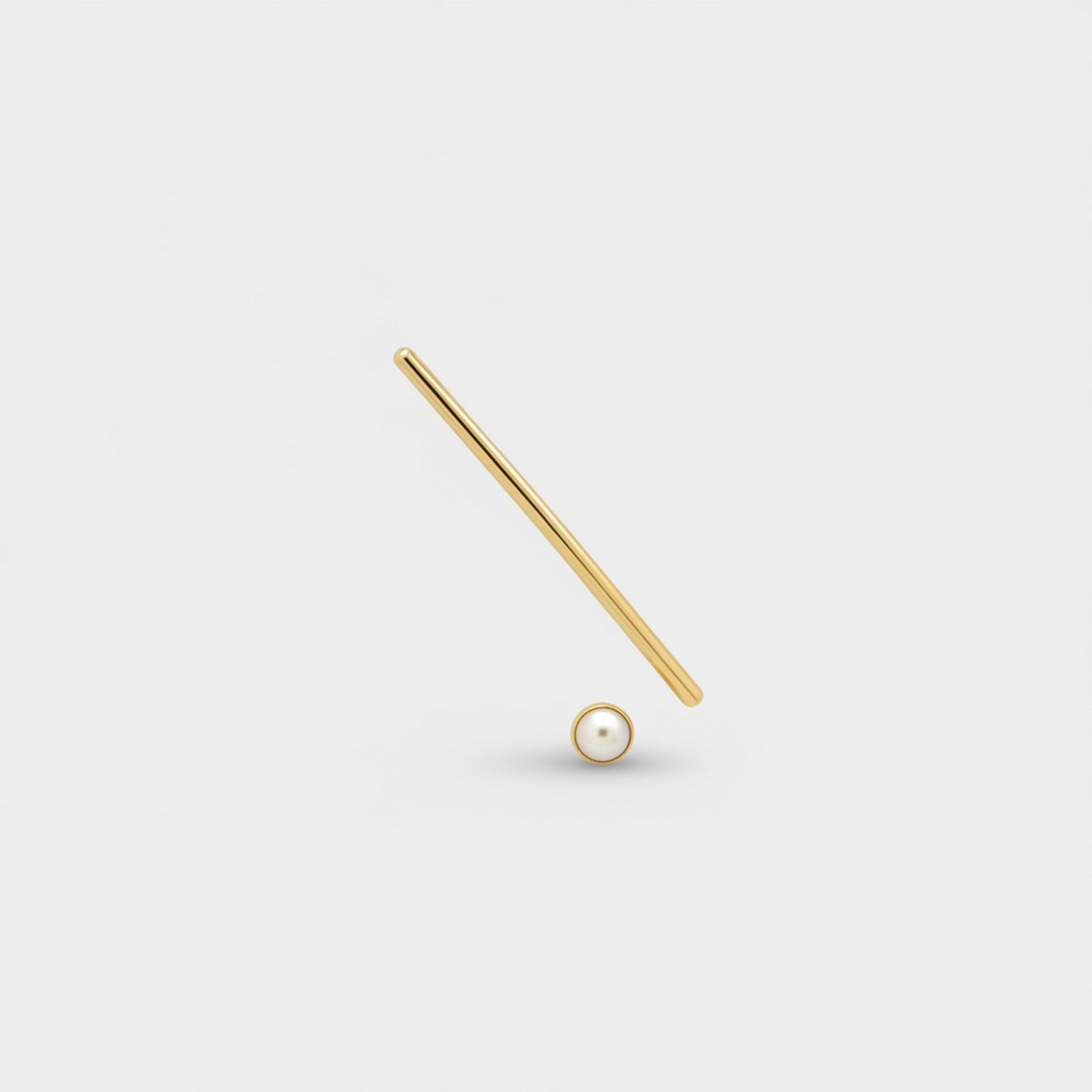 Pearl Gold Straight Bar Stud Earrings
