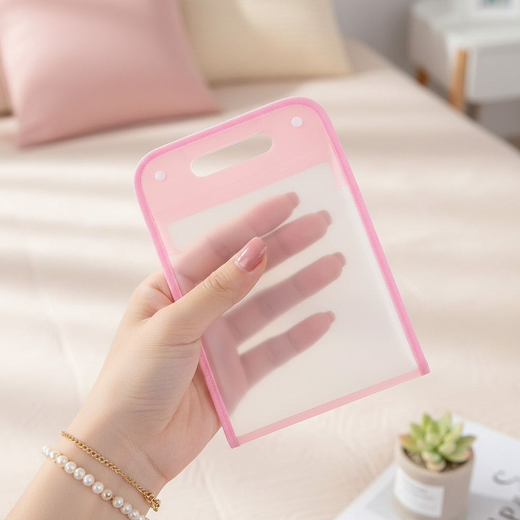 Pink Plastic Clipboard With Handle And Storage Pocket