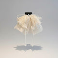 Cream Pleated Flower Hair Claw Clip Pearl