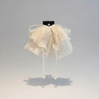 Cream Pleated Flower Hair Claw Clip Pearl