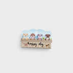 Happy Dog Wooden Keychain Charm Tag