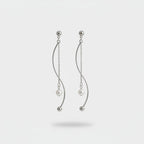 Silver Pearl Chain Drop Earrings