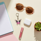 Butterfly Acrylic Keyring Charm Pink Black