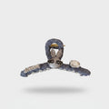 Blue Textured Hair Claw With Rhinestone Butterfly