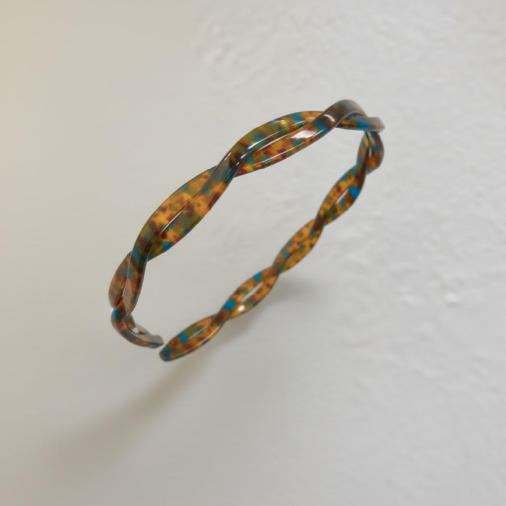 Tortoiseshell Twisted Hair Headband With Blue Accents