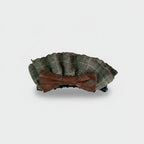 Green Plaid Wool Hair Claw With Brown Bow