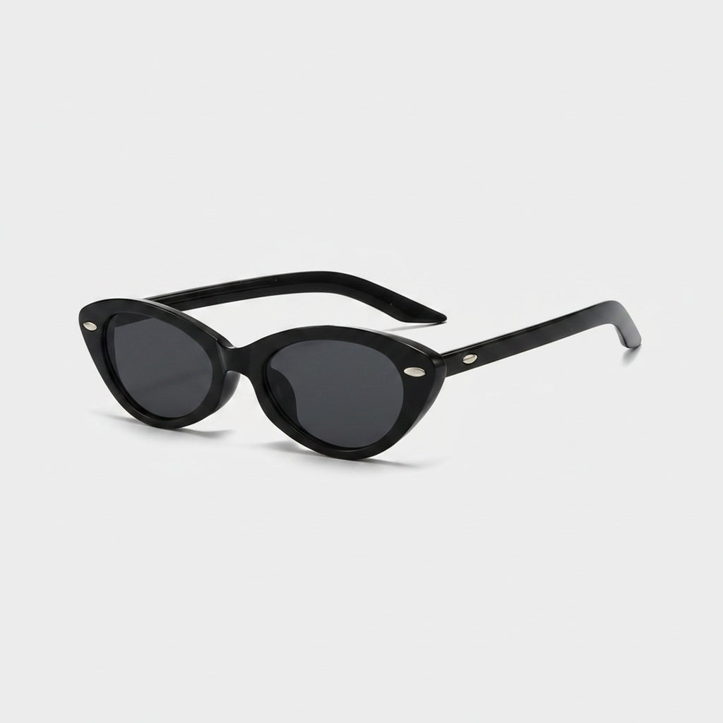 Black Cat Eye Sunglasses With Pearl Studs