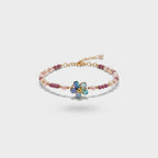 Beaded Flower Charm Bracelet With Pearls