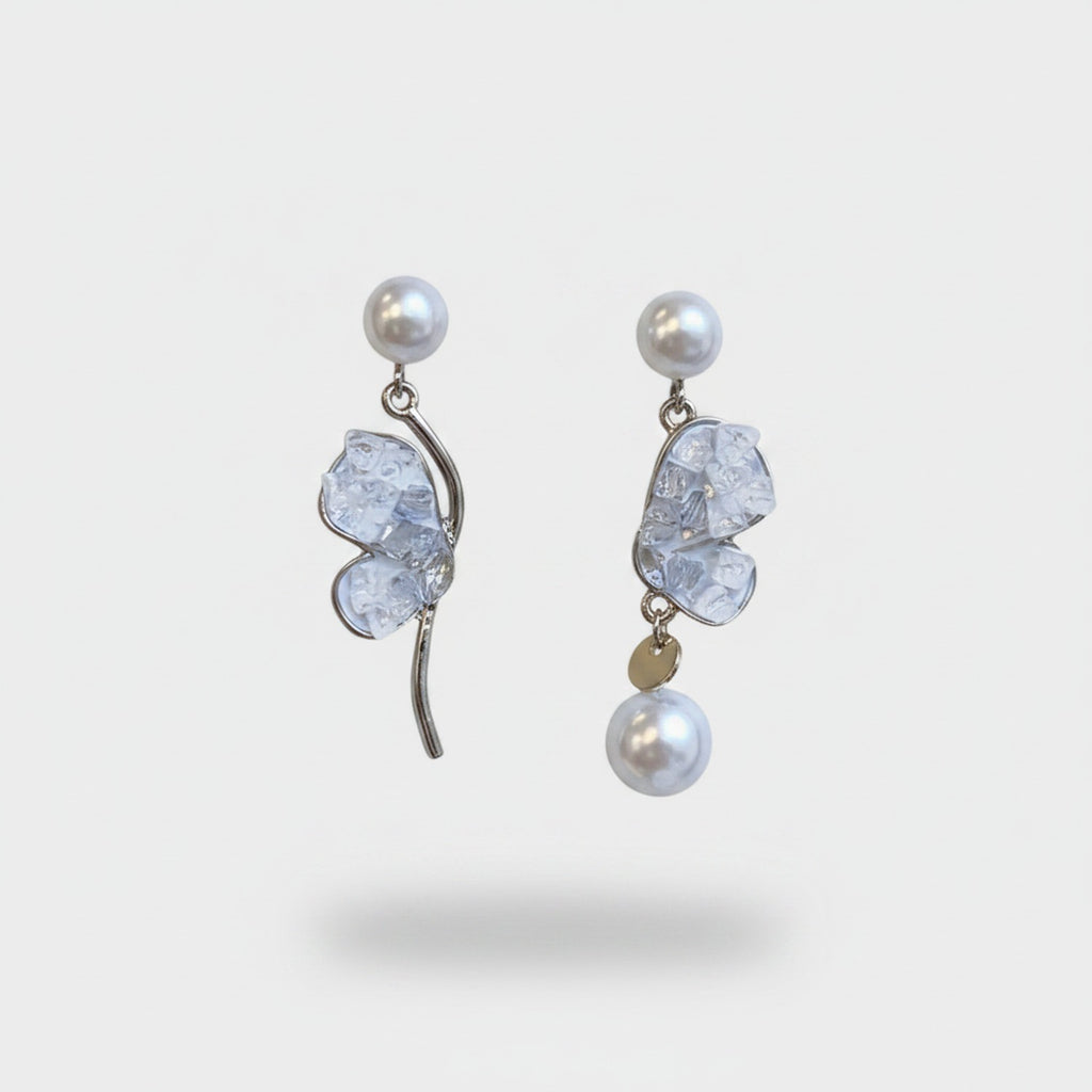 Pearl & Lavender Crystal Drop Earrings