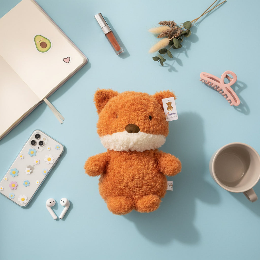 Fluffy Orange Fox Plush Toy With White Chest