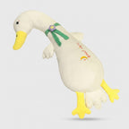 Cream Duck Plush Toy With Flower Ribbon
