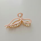 Blush Pink Gold Bow Hair Claw Clip