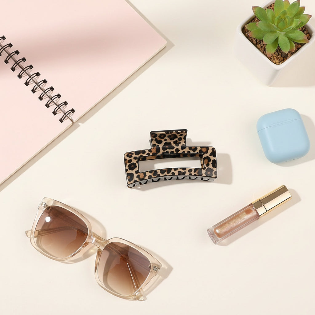 Leopard Print Gold Tortoiseshell Hair Claw Clip