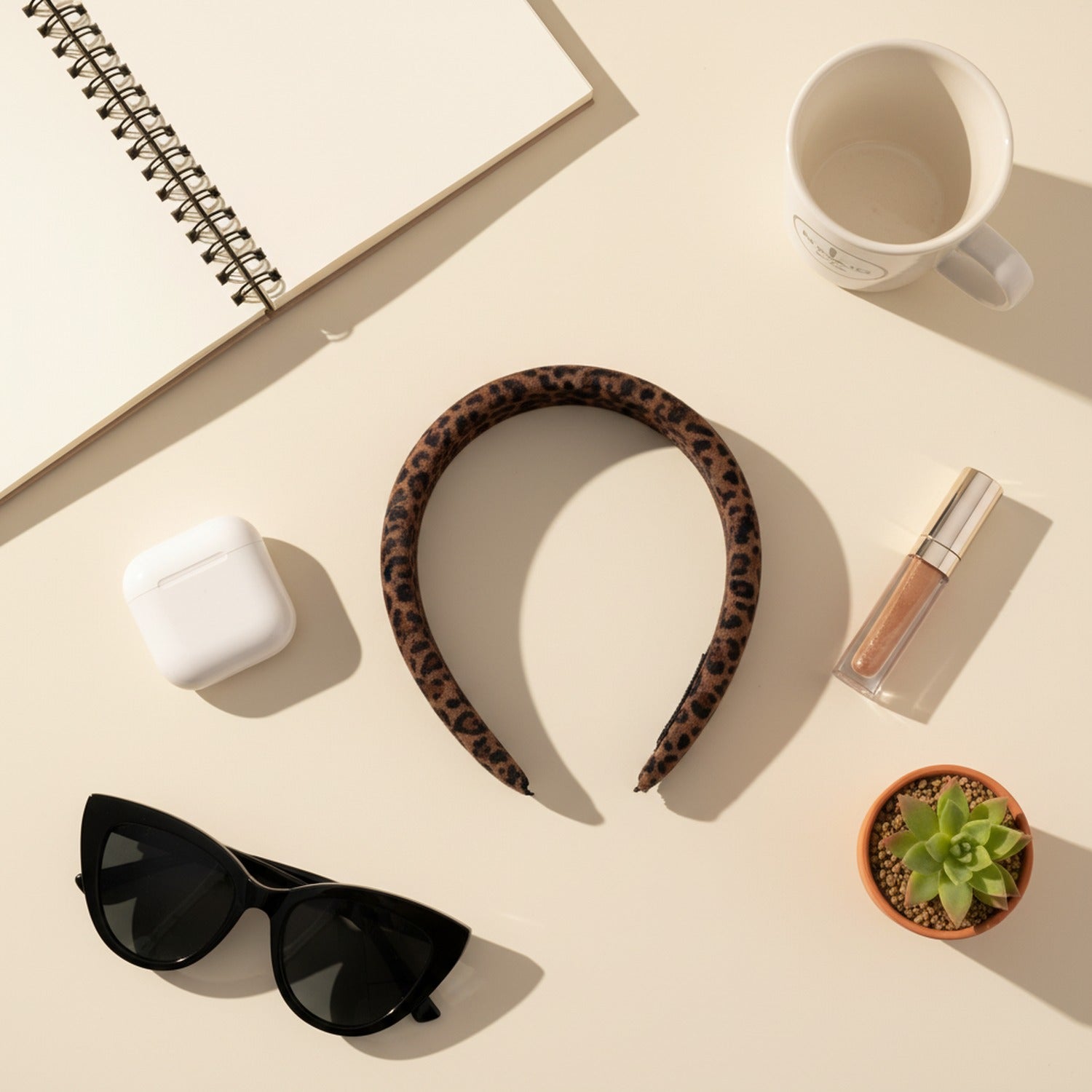 Leopard Print Padded Headband Brown