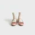 Cream Lace Ankle Socks With Bow