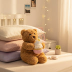 Tan Teddy Bear Plush With Birthday Cupcake