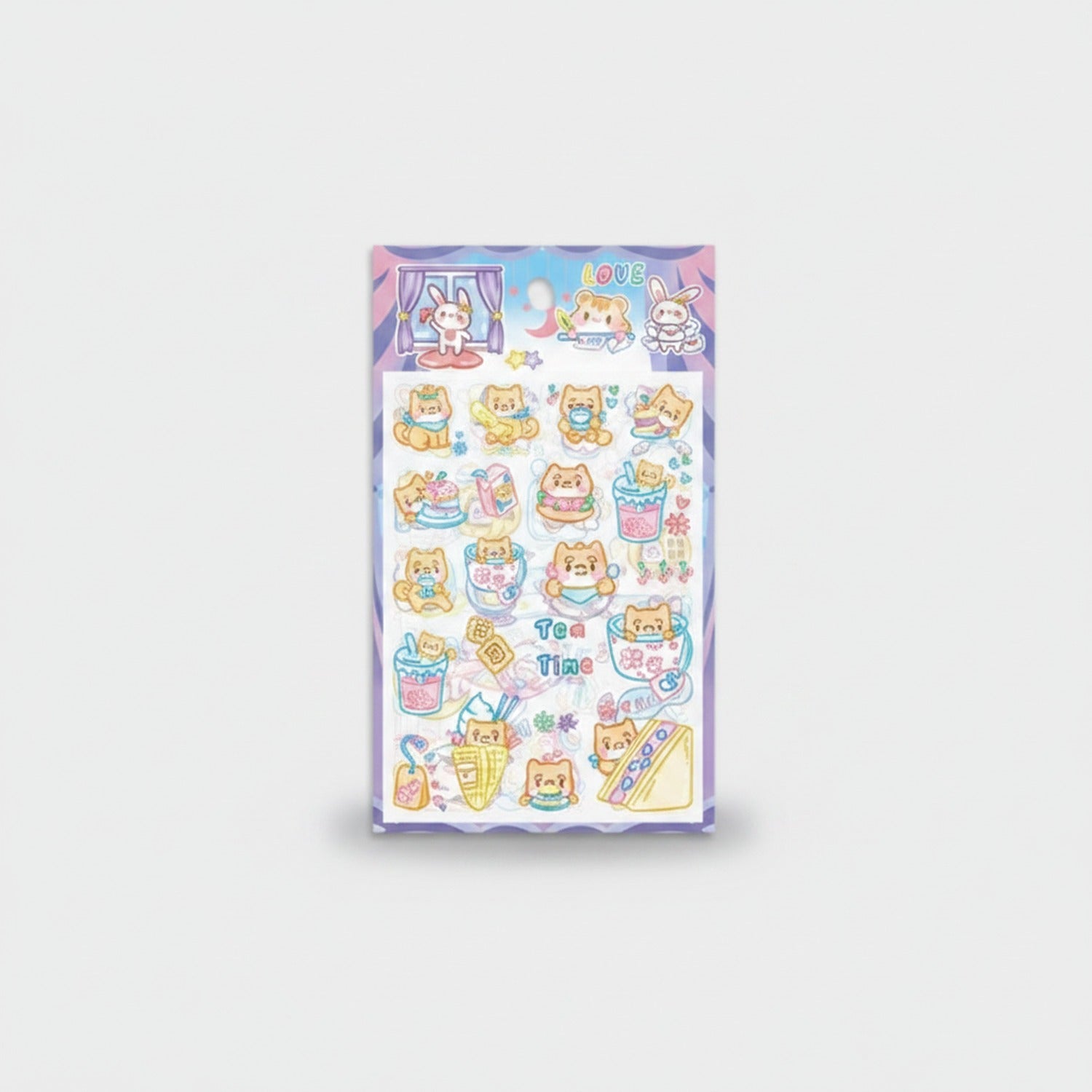 Cute Cat Sticker Sheet Tea Time Theme