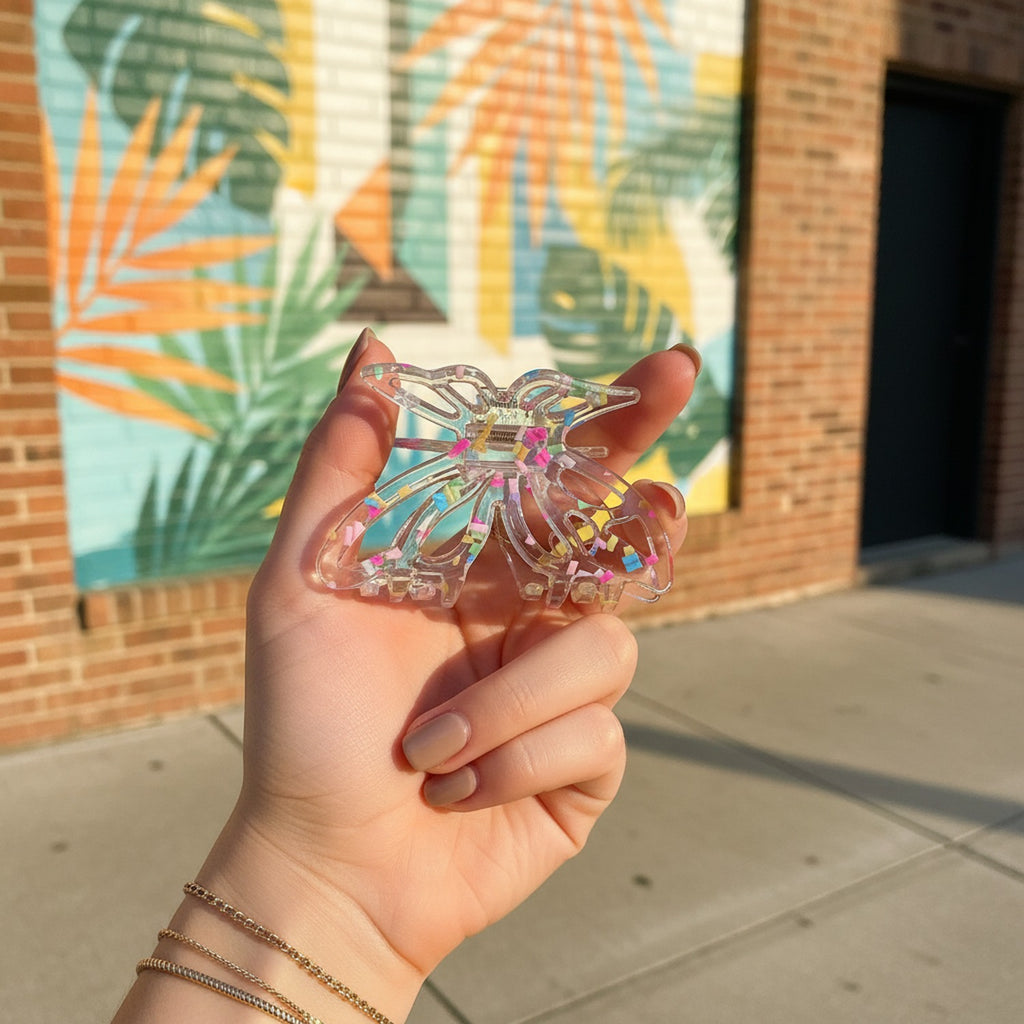 Colorful Confetti Butterfly Hair Claw Clip