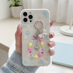 Pastel Beaded Charm Keyring With Butterfly And Heart