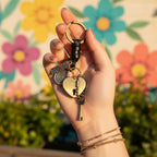Vintage Heart Lock Key Charm Keyring