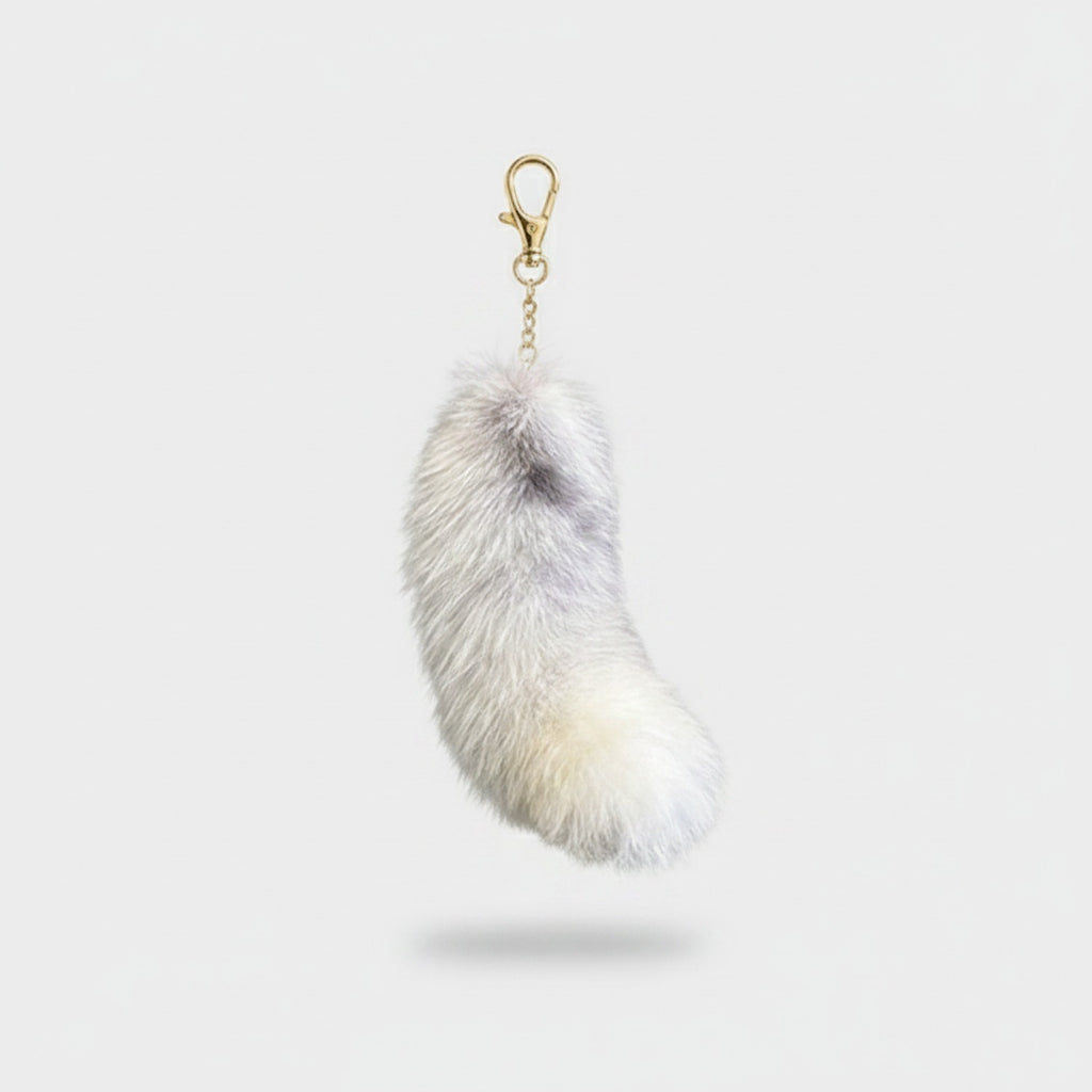 Fluffy White Fur Pom Pom Keychain Charm