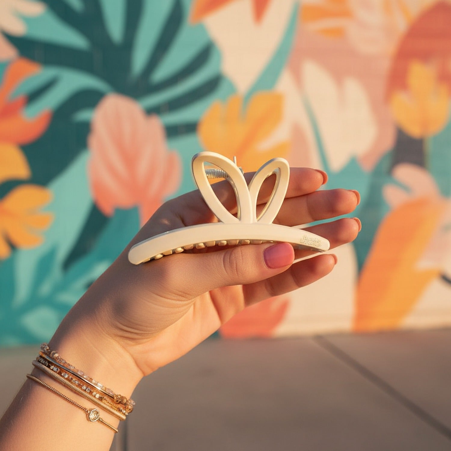 Cream Bunny Ear Hair Claw Clip