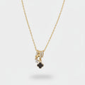 Clover Charm Rhinestone Necklace - Sparkling Black Clover Necklace Gold #8278