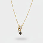 Clover Charm Rhinestone Necklace - Sparkling Black Clover Necklace Gold #8278